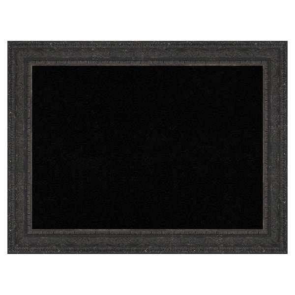 Amanti Art Attic Aged Black 33 in. x 25 in. Wood Framed Black Cork Memo ...