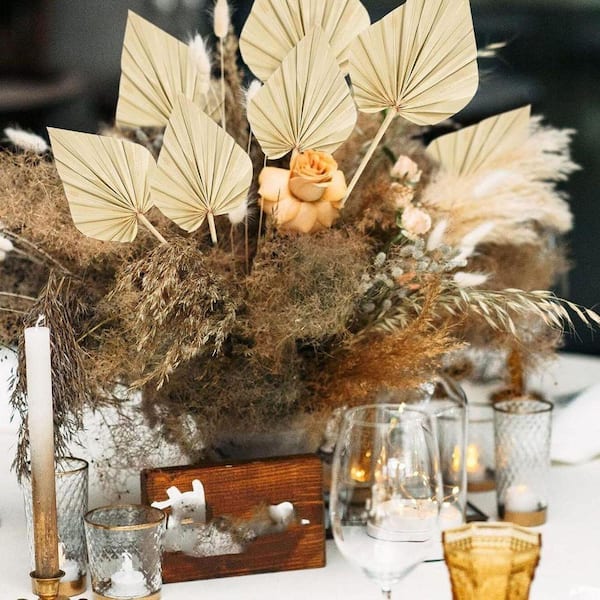 20-Piece 15 in. Beige Artificial Palm Stem Dried Palm Spears