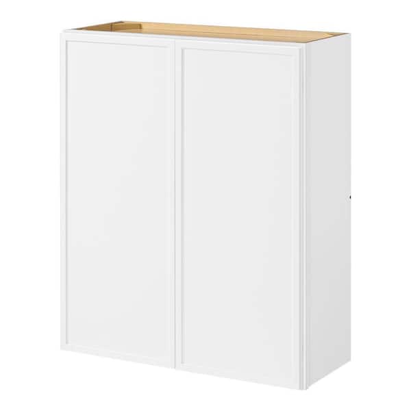 Leyton 30 in. W x 12 in. D x 36 in. H Ready to Assemble Plywood Slim Shaker Wall Kitchen Cabinet in Alpine White