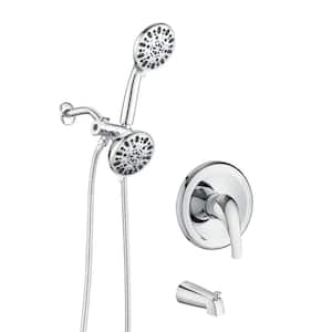 Single Handle 7-Spray High Pressure Dual Tub and Shower Faucet Combo 1.8 GPM in. Chrome Valve Included