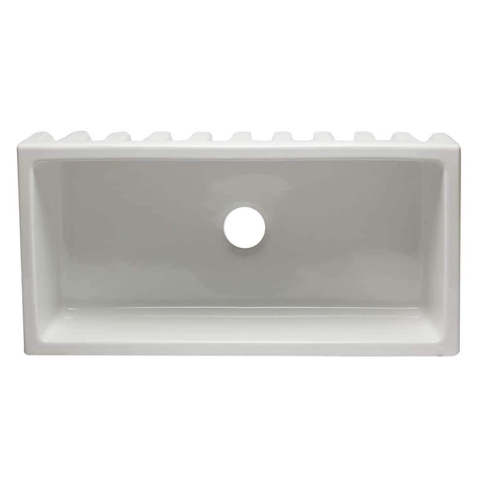 36'' White Fireclay Single Bowl Farmhouse Sink