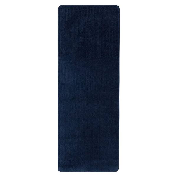 Ottomanson Softy Bath Rug Collection Washable Non-Slip Rubberback Solid 2x8  Indoor Runner Rug, 2 ft. 2 in. x 8 ft., Navy SFT870016-2X8 - The Home Depot