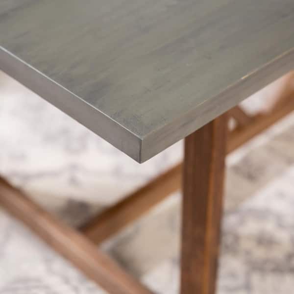 72 in. Grey/Brown Solid Wood Trestle Dining Table