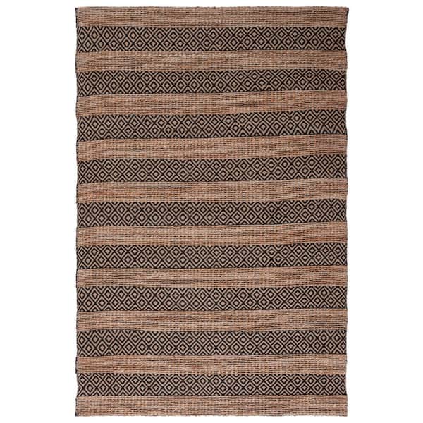SAFAVIEH Natural Fiber Black/Beige 5 ft. x 8 ft. Striped Woven Area Rug
