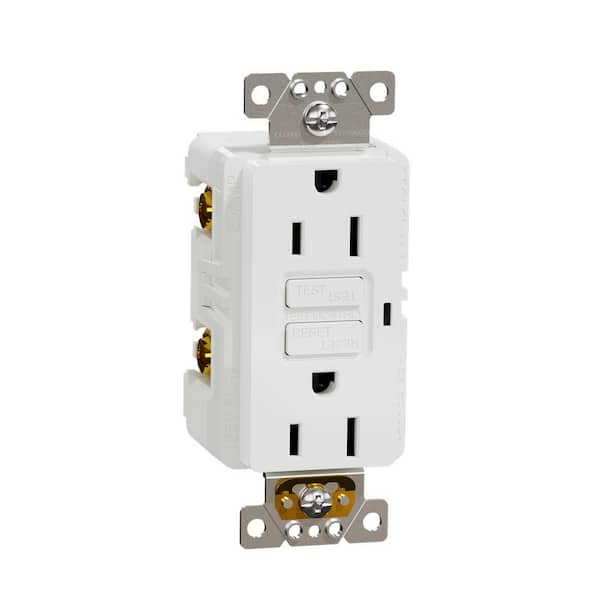 Square D X Series 15 Amp 125-Volt Tamper Resistant Indoor GFCI Duplex Outlet Decorator Receptacle Back Wire Clamps Matte White