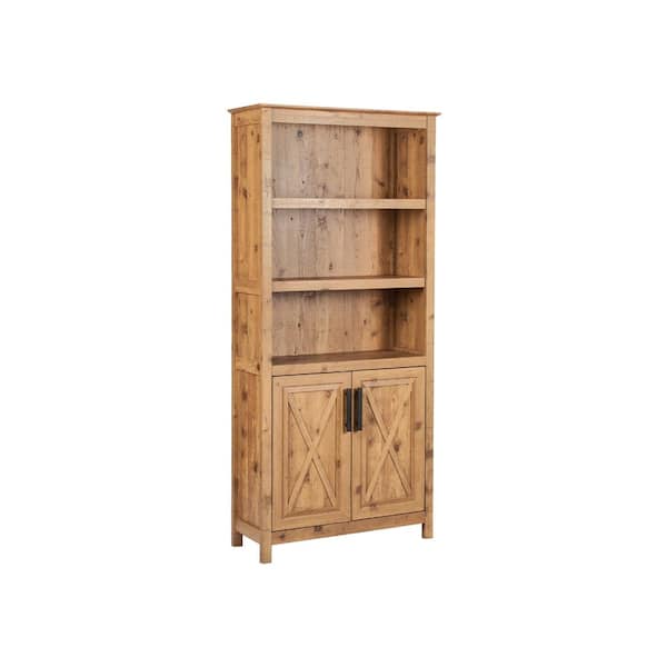 Unbranded 71 in. Brown Wood 5-shelf Accent Bookcase with Doors