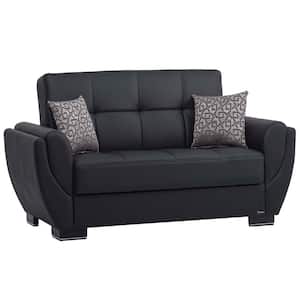 Basics Air Collection Convertible 63 in. Black Faux Leather 2-Seater Loveseat with Storage