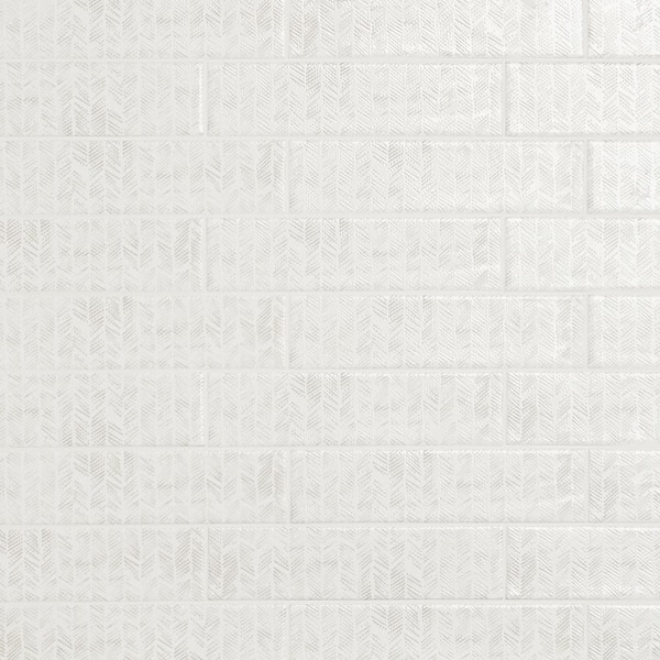 Baisley Deco White 2.6 in. x 0.39 in. Polished Ceramic Wall Tile Sample