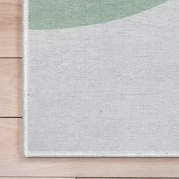 Curved Rainbow Modern Kids Multi Color 5 ft. x 7 ft. Machine Washable Flat-Weave Area Rug