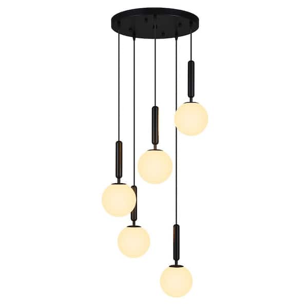 ZHLWIN Home Lighting 40W 5-Light Mid Century Black Retro Round