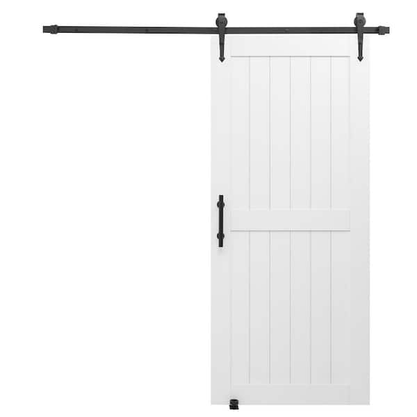 Sliding Barn Door, 36 x 84 in., Durable MDF Panel, Door with Hardware Kit, Access Door, White