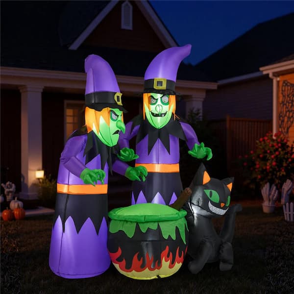 Costway 6 Ft Inflatable Halloween Witches Blow up 2 Scary Witch