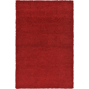 Solid Shag Cherry Red 4 ft. x 6 ft. Area Rug