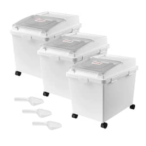 Rice Storage Container, 3 Pack 74 lbs. / 10.5 Gal. Dog Food Dispenser, 40L x 3 Grain Cereal Flour Ingredient Bin