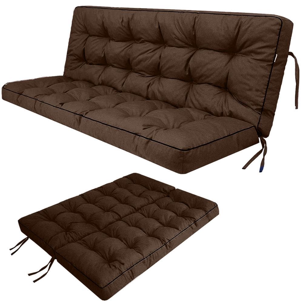 55 in x 40 in Outdoor Swing Cushions, 3 Seat Porch Swing Cushion Replacement with Backrest, Waterproof Swing Cushions