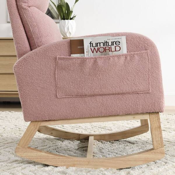 Pink Fabric Lounge Arm Rocking Chair with 2 Side Pocket H903-RC-3340 - The  Home Depot