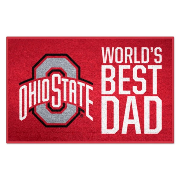 FANMATS Ohio State Buckeyes World's Best Dad Red 1.5 ft. x 2.5 ft. Starter Area Rug