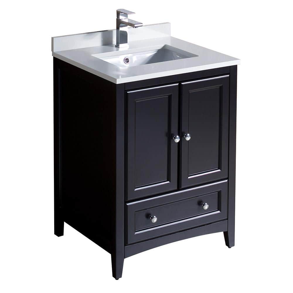 Espresso 24" Freestanding Single Sink Vanity with Quartz Top