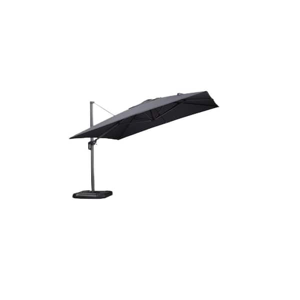 PURPLE LEAF 11.5 ft. Square Telescopic Patio Outdoor Cantilever Umbrella Up Down Lifting with 360° Rotation, Gray