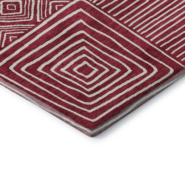 Mayfield Premium Machine Washable Abstract AMF1044 Garnet 5 ft. x 7 ft. 6 in. Area Rug