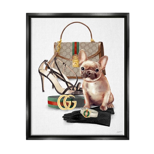 The Stupell Home Decor Collection Stylish Puppy Dog Designer Purse Shoes  Accessories by Ziwei Li Floater Frame Animal Wall Art Print 21 in. x 17 in.  am-105_ffb_16x20 - The Home Depot