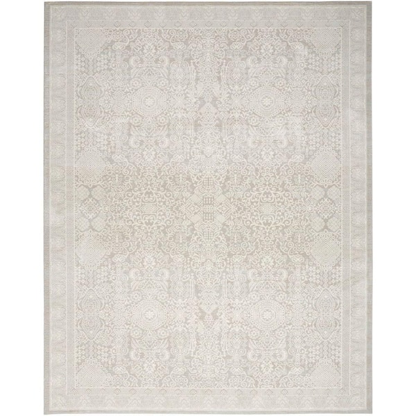 Nourison Renewed Silver Ivory 8 ft. x 10 ft. Distressed Traditional Area Rug