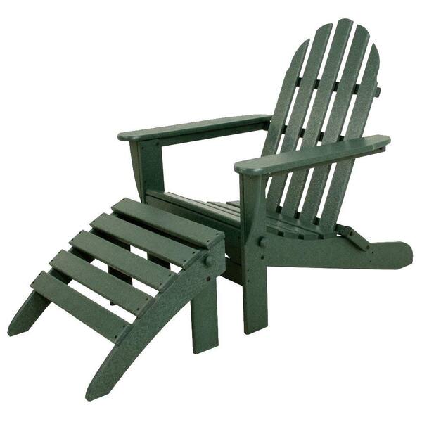 Ivy Terrace Classics Green 2-Piece Folding Plastic Adirondack Chair