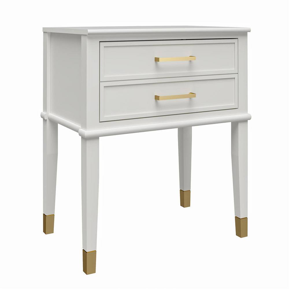 Westerleigh Sophisticated White End Table with Gold Accents
