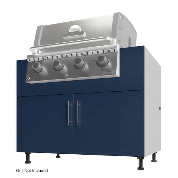 WeatherStrong Miami Weatherboard 42 in. X 27 in. X 34.5 in Outdoor Base Cabinet Grill in Sapphire Blue Matte
