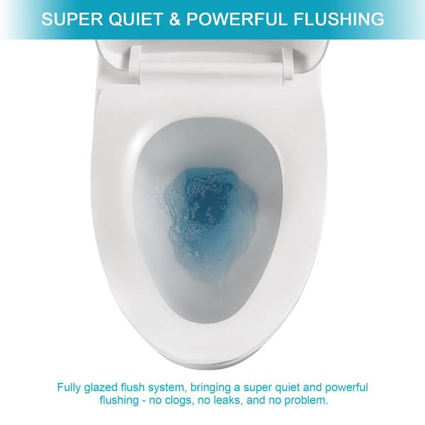 Xzkai 12 in. 1-Piece 1.28 GPF Single Flush Elongated Toilet