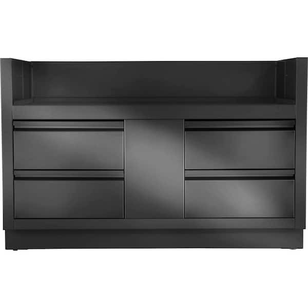 OASIS 55 in. Matte Black 4-Drawer Under Grill Cabinet for Built-in Prestige PRO 825