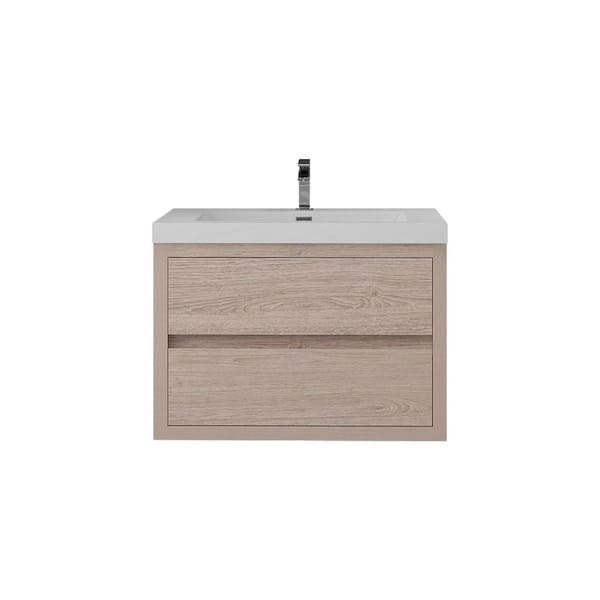 Louis 30 in. W x 20 in. D x 22 in. H Single Sink Floating Bath Vanity in Pink Wood with White Acrylic Top