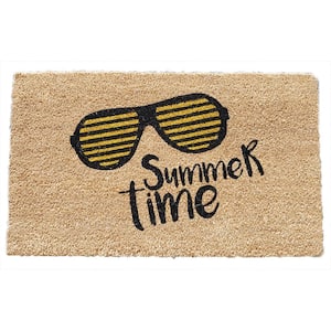 Summer Time Sunglasses 17.7 in. x 29.5 in. Coir Door Mat with PVC Vinyl Backing