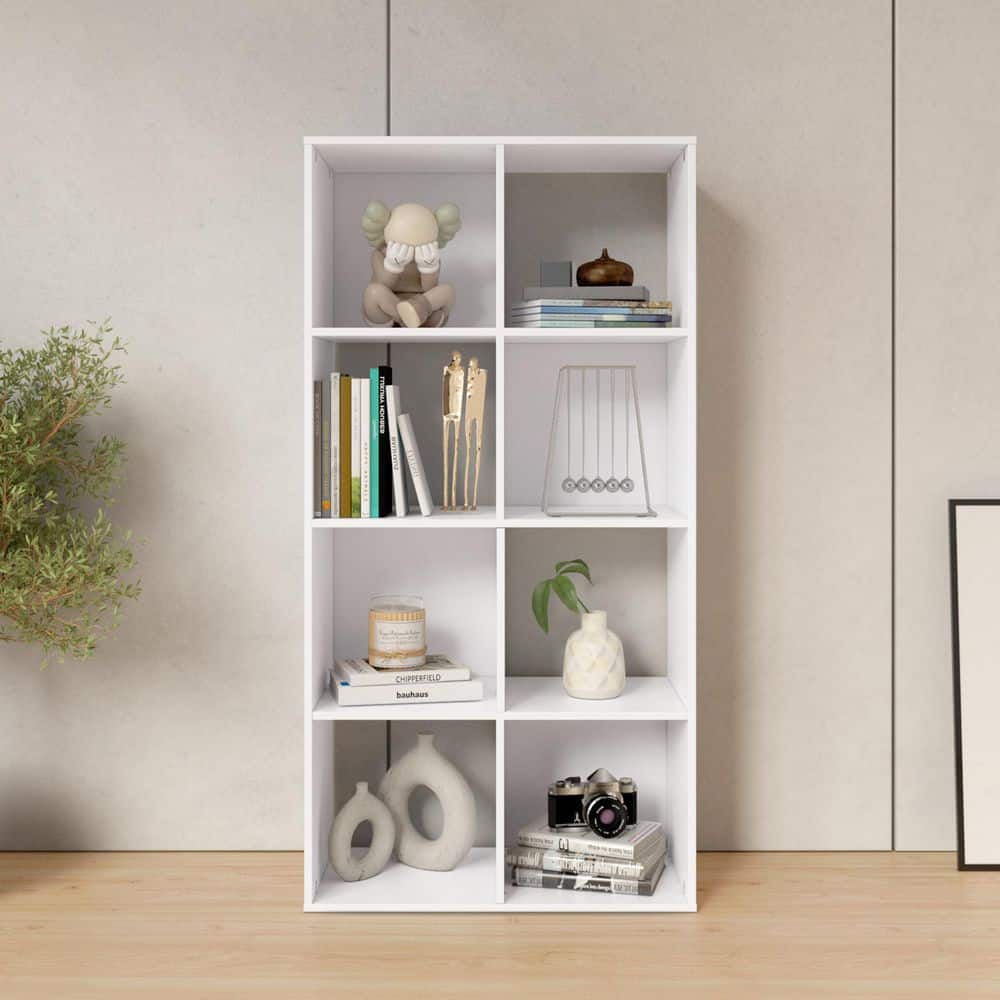 46.46 in. Tall White Wood 4-Shelf Etagere Bookcase HMZ-CB-1218-WT