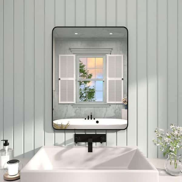 tydex Lunaris 24 in. W x 32 in. H Rectangular Framed Wall Bathroom Vanity Mirror in Matte Black