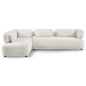 Reynaldo 116 in. W Round Arm 2-piece Left Facing Boucle Fabric Sectional Sofa in Ivory