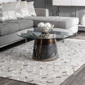 Grenier Contemporary Cowhide Trellis Gray 8 ft. x 10 ft. Area Rug