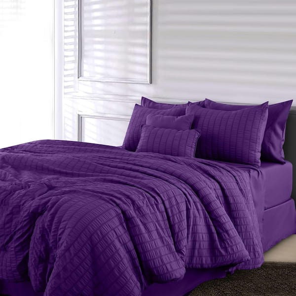 LDC LUX DECOR COLLECTION 10-Piece Purple Solid Color Microfiber
