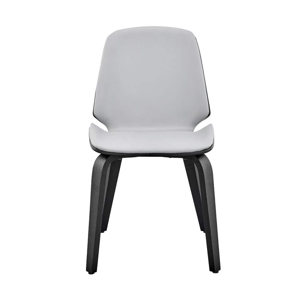 Elevated Gray Faux Leather Side Chair with Black Wooden Legs