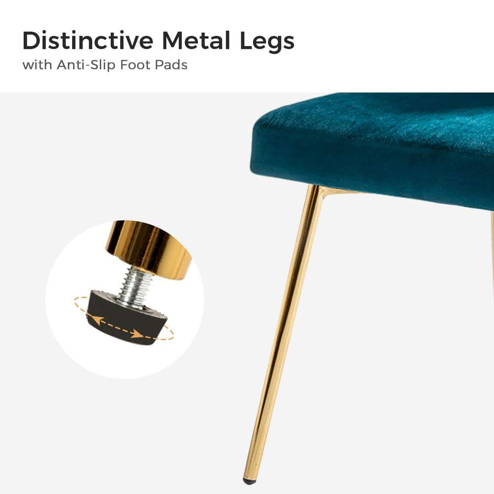 Teal Velvet Wingback Accent Chair with Gold Metal Legs
