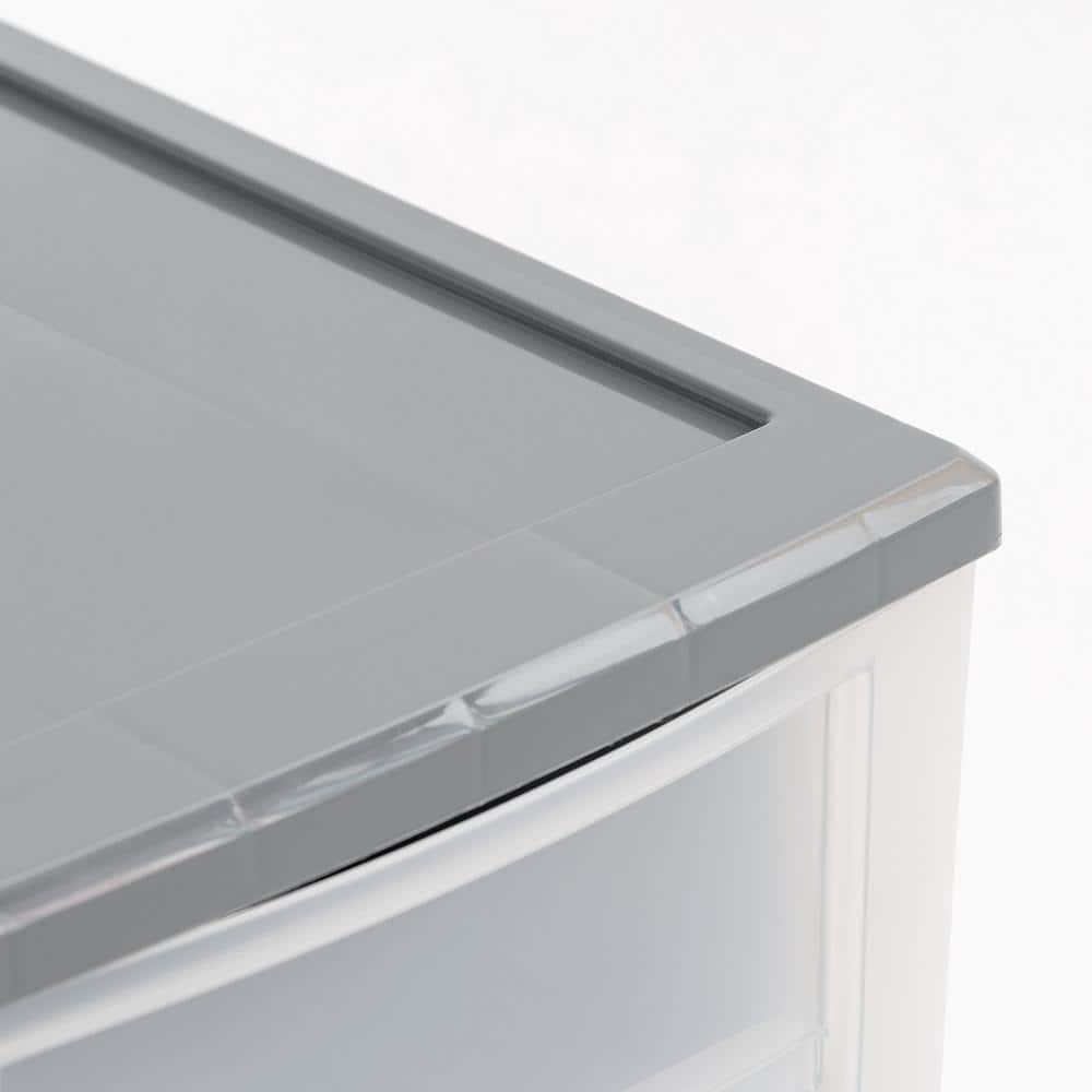 Gray Clear Stackable Plastic Storage Drawers, Set of 5