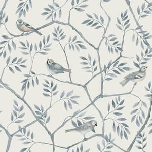 Crossbill Light Blue Branches Paper Strippable Roll (Covers 56.4 sq. ft.)