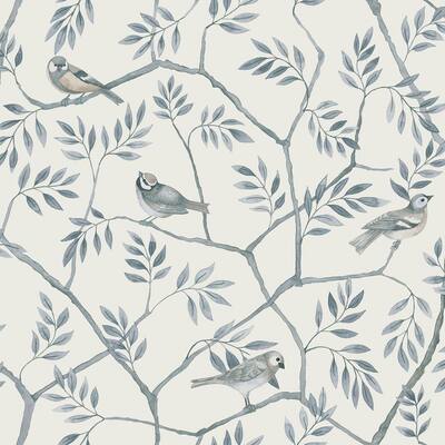 Crossbill Light Blue Branches Paper Strippable Roll (Covers 56.4 sq. ft.)