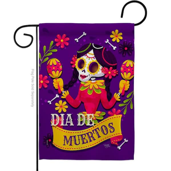 Breeze Decor 13 in. x 18.5 in. Lady Dia De Muertos Garden Flag Double-Sided Fall Decorative Vertical Flag