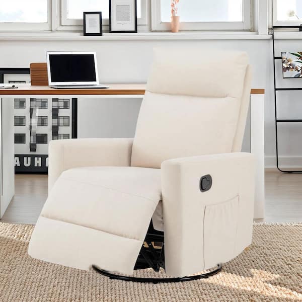 WONDER COMFORT Beige Fabric High Back Swivel Recliner Chair Glider Rocking Chair for Nursery, Living Room