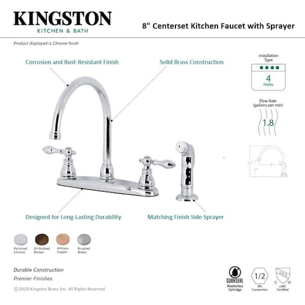 Kingston Brass Chrome Two Handle 4 Centerset Bar Prep Sink Faucet