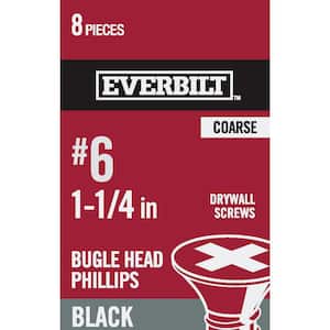 #6 x 1-1/4 in. Phillips Black Bugle-Head Drywall Screw (8-Piece per Pack)