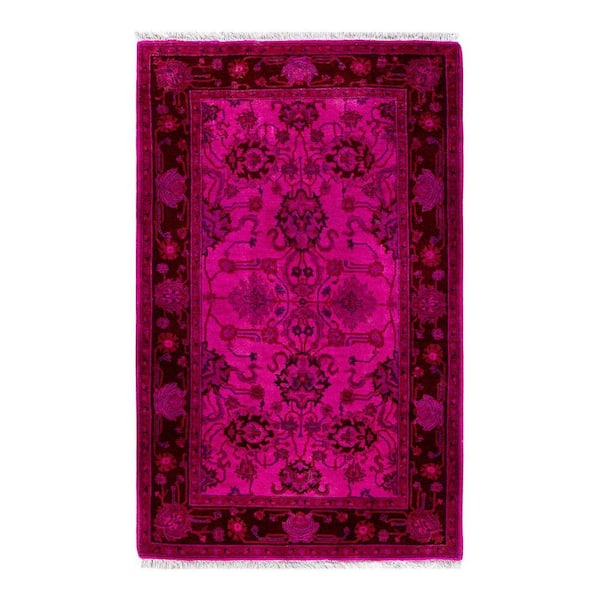 Overdyed Pink 3 ft. x 5 ft. Solid Wool Indoor Area Rug