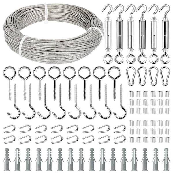 1/16 in. Wire Rope Kit, 165 ft. Stainless Steel Cable with M5 Turnbuckles for Cables Wire Tension Kit for Garden Trellis
