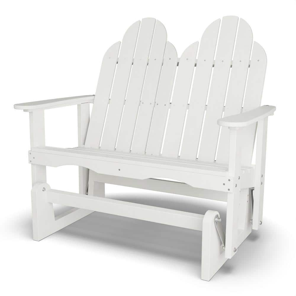 WILDRIDGE Classic 2 Person White Plastic Outdoor Adirondack Glider LCC   Wildridge Outdoor Gliders Lcc 208 Bw 64 1000 